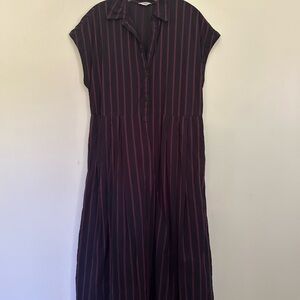 TOAST- Purple Midi Sundress with Notched Collar and Dolman Cap Sleeves